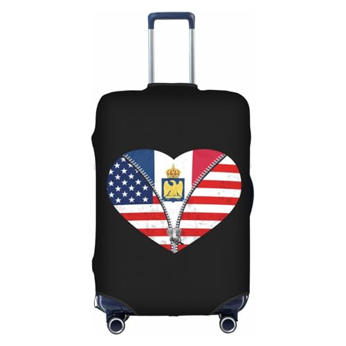 Travel Luggage Cover Heart America Flag And French Flag Fashion Washable Baggage Suitcase Protector Fit For Luggage Large - Main Image