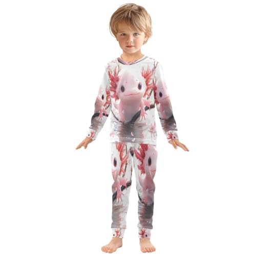 Pajama Sets Long Sleeve Axolotl with Cherry Blossoms Soft Comfy Sleepwear 2 Piece PJS 3-8T2