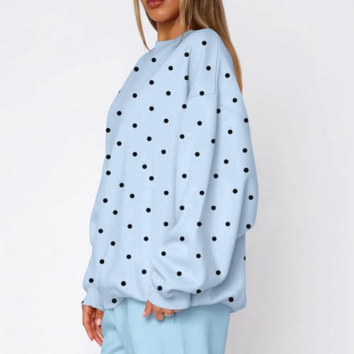 Polka Dot Sweatshirts Women Oversized Fall Crew Neck Casual Clothes - image 3