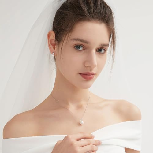 WFYOU Pearl Earrings for Women 925 Sterling Silver Earring 14K Gold Plated Pearls Stud Earrings for Women Trendy White 5 6 7 8 9 10MM Pearl CZ Diamond Hypoallergenic Earring Jewelry Gift2