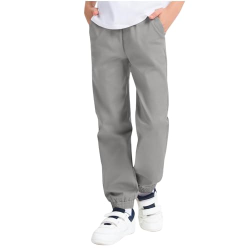 Boys Baggy Cargo Sweatpants Drawstring Elastic Waist Open Bottom Pants Teens Boy Athletic Workout Joggers with Pockets