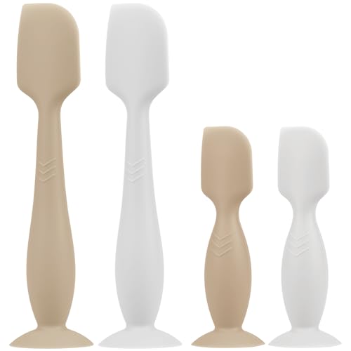 Image of Baby Butt Paste Spatula - 4 Pack Diaper Cream Spatula Applicator Silicone Baby Butt Paste Spatula for Babies, Newborn, 2 x Large Size, 2 x Small Size (White/Natural)