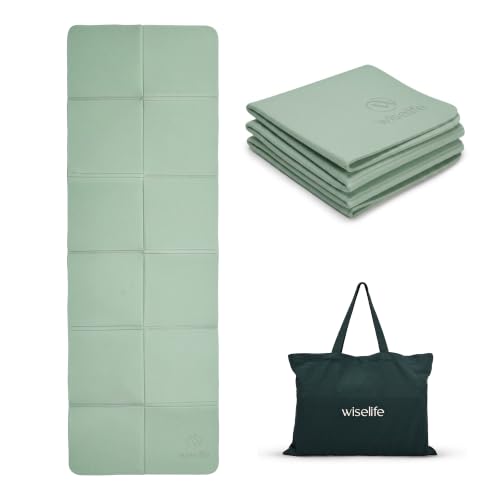 Image of WiseLife Foldable Travel Yoga Mat for Women & Men (Mint-Green)