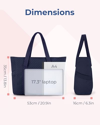 Image of BAGSMART Crush Tote Bag for Women, 20L Puffer Work Tote with Zipper, Travel Essentials Quilted Nurse Hospital Bag