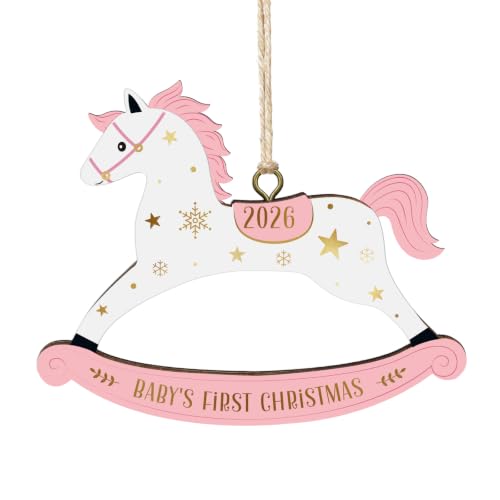 WhatSign Baby's First Christmas Ornament 2026 - Pink Wooden Newborn Girl Christmas Tree Decoration Keepsake - image 1