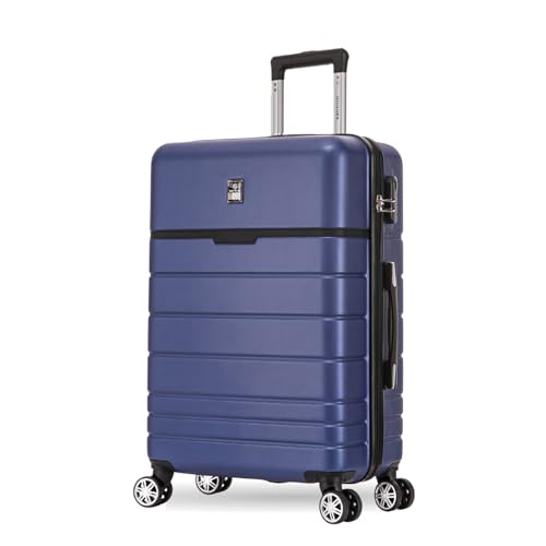 Santino Mala de Viagem Rígida - Design Canelado Moderno, Rodas 360° Silenciosas, Cadeado Integrado | Leveza e Segurança Otimizadas para Viagens (Azul, Grande)