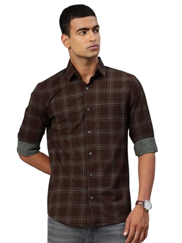 Image of Majestic Man Comfort Slim Fit Cotton Blend Checked Casual Shirt