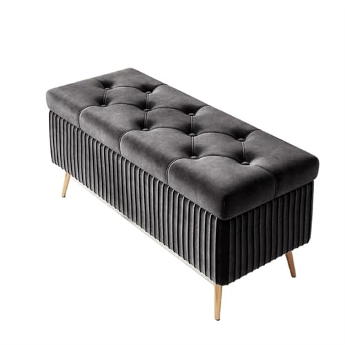Puff Almacenaje Taburetes for Cambiar Zapatos de Entrada for Sala Estar, otomanos, Muebles for el hogar, Dormitorio, Cama, Banco Almacenamiento(B 80cm Dark Gray)
