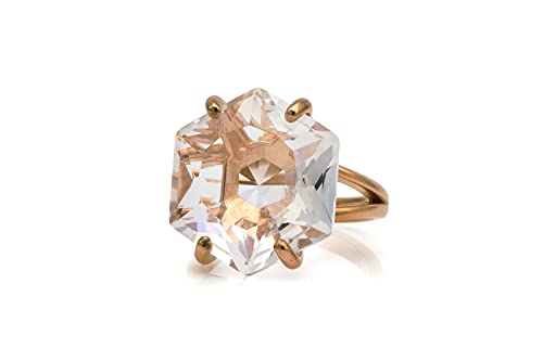 Bague en quartz clair hexagone en argent sterling pour femme - 6