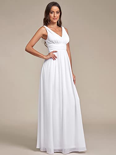 Image of Ever-Pretty Womens Floor Length Semi Formal Wedding Bridal Dress 8 US White