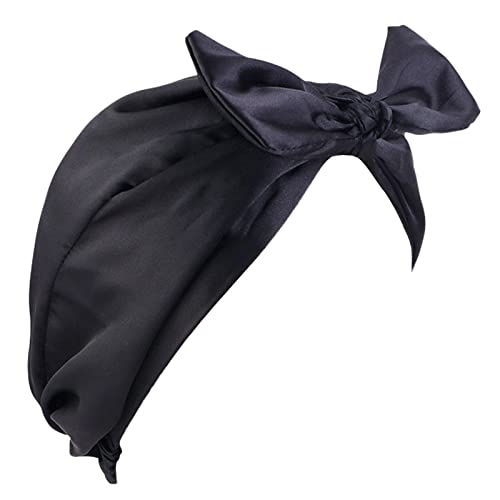 PAIDAXING Bob Garçon Femmes Turban Hatbow Cheveux Bonnet tête écharpe Wrap Couverture Bonnet Homme Bleu