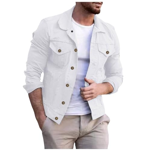 Genérico Cazadora Vaquera Hombre, Chaqueta Tejana Hombre Casual Talla Grande con Múltiples Bolsillos con Botones Solapa Slim Fit Chaquetas Transpirables Retro Holgados Cómodo Abrigo para Uso Diario