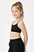 Kurve Girls' Underwear Crop Training Bra, Seamless Racerback Crop Top, UV Protective Fabric UPF 50+ (Made with Love in The USA), Black, Large/X-Large (Ages 12-16)