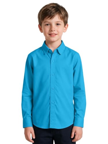 Image of DHTS Boys' Dress Shirts Toddle Boy Long Sleeve Uniform Shirt for Kids