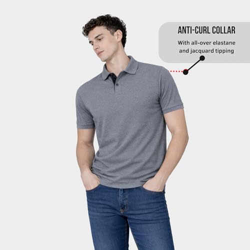 Image of Men's Cotton Polo T-Shirt | Solid Regular Fit Polo Neck T-Shirt | Half Sleeve Casual & Office Wear | Soft Breathable Summer T-Shirt for Men