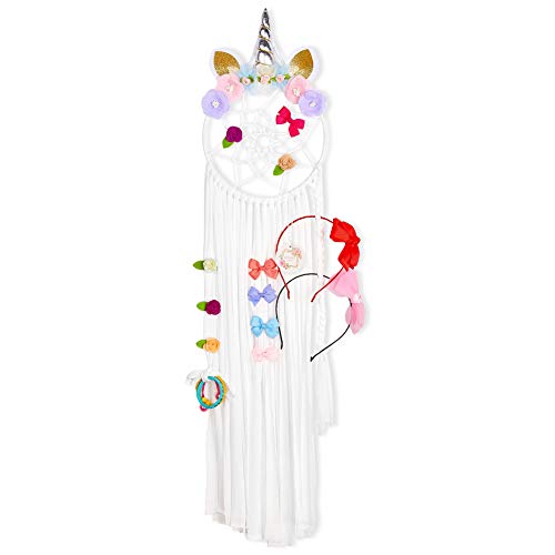 QtGirl Unicorn Hair Bow Holder Organizer Hair Accessories Organizer Hair Clips Storage Headband Hanger for Girls Room
