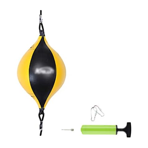 Zhiyuanan Boxing Speed Ball Suspended Double End Boxing Ball Striking Punching Bag Adults Exercise Floor To Ceiling Bag Training Hanging Reflex Pear Punching Ball Black + Yellow Cover