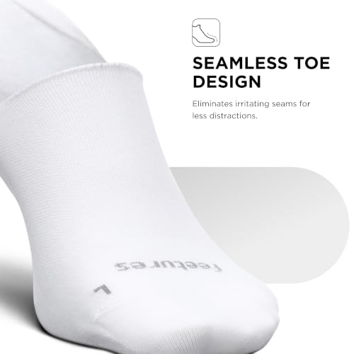 Image of Feetures Everyday Men's Ultra Light Invisble No Show Sock, White, XL