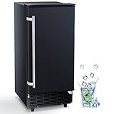 ZAFRO Ice Maker, Under Counter Ice Machine with Pump, 80lbs/24H, 45 Ice Cubes/Cycle, Ice Maker Machine, Reversible Door, Freestanding Automatic Timing for Restaurant/Home/Bar/Cafe/Office Black