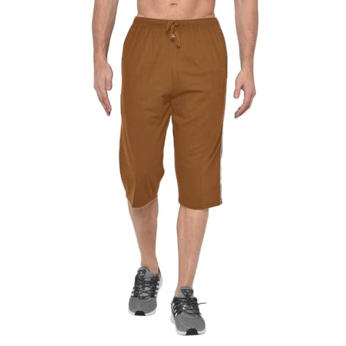 Image of Men's Regular Fit Cotton Three by Fourth, 3 /4th, Man Capri, Capris, Three Quarter, Capri for Men, Printed, Sports Running, Three Quarte, Casual Lounge Short, Nightwear Sleep Shorts, Pack of 2