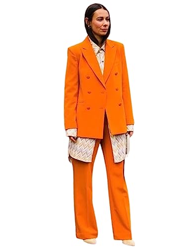 Women's 2Pcs Suit for Banquet Party Double Breasted Buttons Peak Lapel Tuxedos