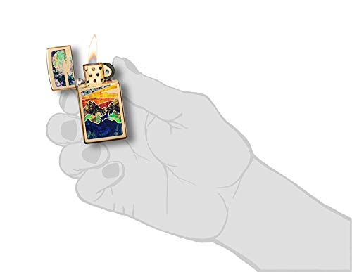 Encendedor Zippo Slim Howling Wolf Latón Pulido miniatura 5