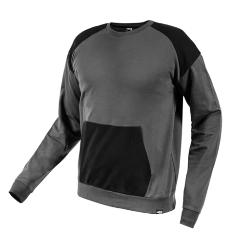 NEO TOOLS Pull en tricot pour homme avec col rond Gris/noir/gris mélangé Taille S à 3XL Couleur unie Pull en tricot avec col rond | Sweat-shirt à col ras du cou pour hommes Vêtements de travail Pull