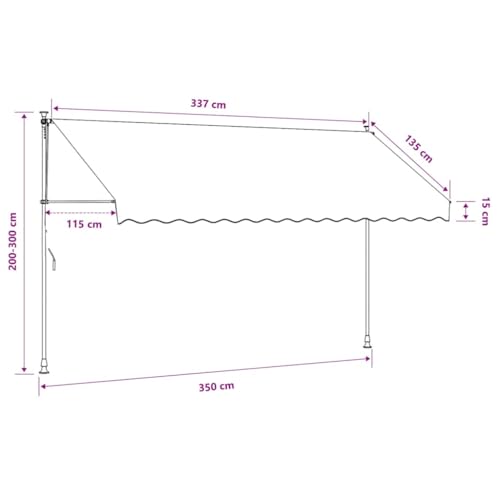 Auvent rétractable 350 cm à rayures orange et blanches pour terrasse et balcon - 8