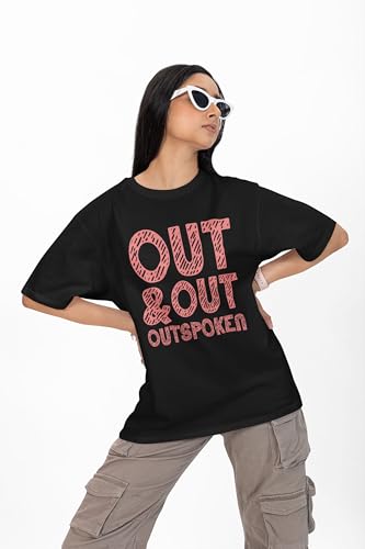 Image of Graphic Printed Baggy Fit Oversized Drop Shoulder Premium Cotton T-Shirt for Women| Typography Print | Relaxed Fit, Trendy and Stylish Streetwear