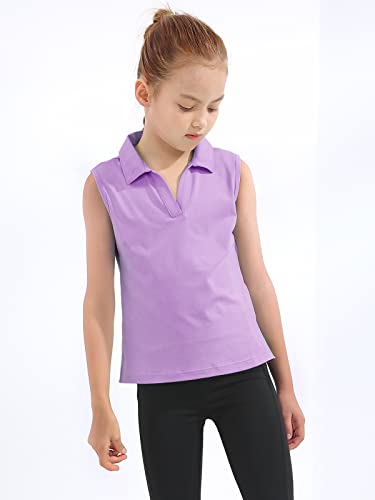Image of Girls Golf Polo Shirts Sleeveless V Neck Shirts for 5-12 Years