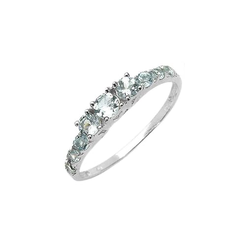 Bague Smyrne Aigue marine argent massif rhodié 52 57 BGAQ402