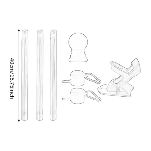 Kit Mât de Drapeau Extérieur 3 Pièces avec Support Mural Base Ajustable Argent - 3