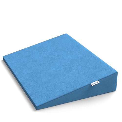 Image of Cherilo Half Size Elevated Wedge Pillow for Baby Crib & Mattress, Helps to Elevate Baby for Acid Reflux, Colic, GERD, Heat Burn & Vomiting - 19 inch x 13.5 inch x 3.5 inch - With Removable Velvet Cover - Sky Blue