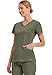 Healing Hands Women's Scrub Top V-Neck with 2 Pockets, 2-Way Stretch, and Yoga Knit Side Panels for Slim Fit - 2245, S, Olive