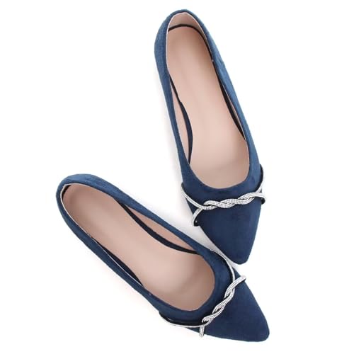 Image of TN TANGNEST Womens Casual Flats Chain Ballet Flats | Fashion Pointed Toe Rhinestone Flats, Comfort Slip On Dress Shoes for Business Work Office Wedding Party