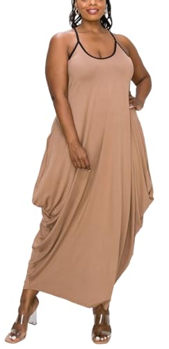 Image of BFFBABY Women's Casual Maxi Dress Sleeveless Tie Dye Spaghetti Strap Summer Plus Size Swing Sundress with Pockets