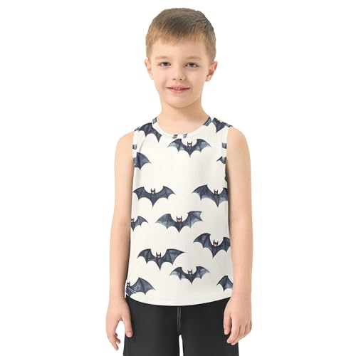 JUNZAN Halloween Bats Beige Boys Tank Top Sleeveless Teens Vest Boys Summer Crew Neck Undershirts for Running Sports Beach 3T2