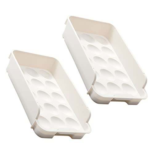 Sewroro 2 piezas Organizador de Huevos para Nevera Bandeja Reutilizable y Multiusos con Diseño Tipo Ahorro de Espacio y Almacenaje Duradero para Frigorífico