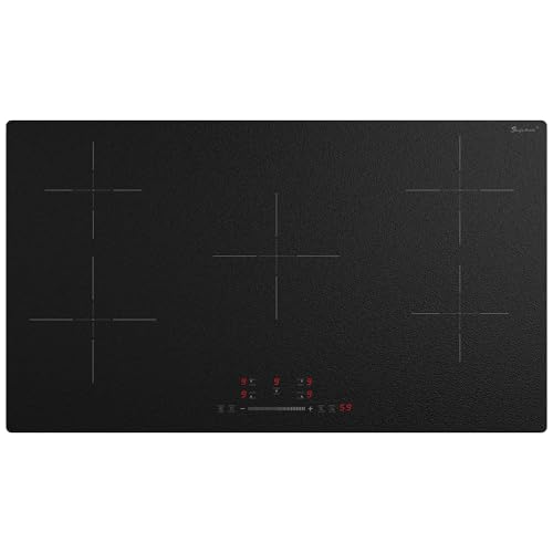 Placa Inducción 5 Fuegos, Placa Inducción 90 cm Vidrio Mate, Función Boost, 9 Niveles de...