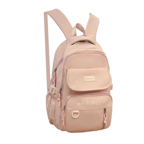 Mochila de estudiante de nylon con contraste de color para uso escolar diario y adolescentes