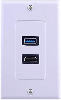 HDMI USB 3.0 Distribution Organization Wall Plates Panel, Haokiang HDMI USB 3.0 Component Composite Audio Video Wall Face Plate Panel Size 115 MM x 70 MM