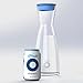Dropson - Caraffa con filtro, modello CrystalDrink, in vetro, 1 l, con coperchio blu + filtro per l’acqua del rubinetto, lattina filtrante da 300 litri