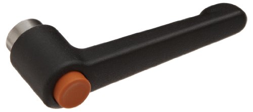 Image of Die Cast Zinc Straight Adjustable Handle with Orange Push Button, Threaded Hole, 2-15 /32 inch Length, 1-7 /64 inch Height, 5 /16 inch-18 TPI Thread, 3 /8 inch Thread Length (Pack of 1)