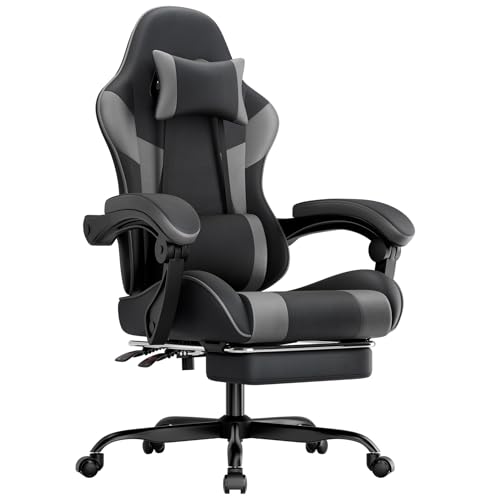 Calivra Chaise de gaming ergonomique avec repose-pieds, accoudoirs réglables, chaise de...