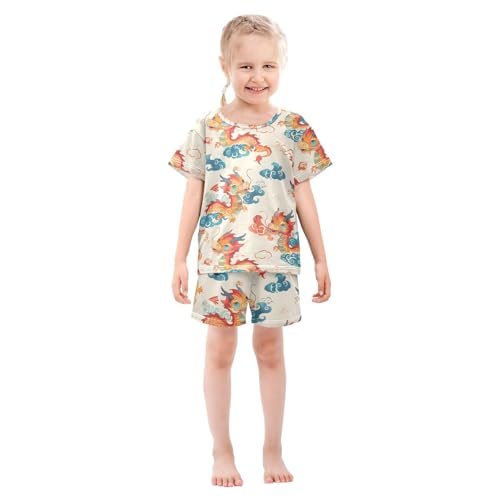 ALAZA Beautiful Dragon Cloud Pajamas Short Sleeve 2 Piece Sleepwear Top and Bottom Pajama Set Unisex3