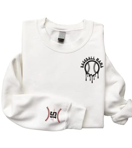 GodLover Custom Embroidered Baseball Mama Sweatshirts, Custom Name and Number Baseball Shirt, Baseball Mom Sweaters Hoodies, Baseball Mom Gift, Baseball Gift, Baseball Shirt Black