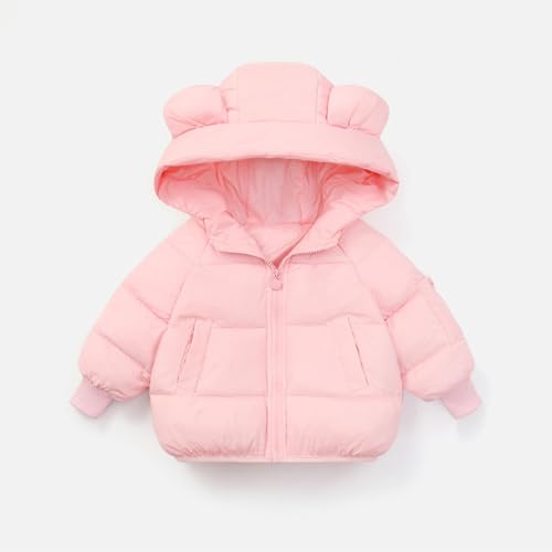 Girls Boys Ears Hooded Puffer Jacket Solid Color Zip Up Thick Padded Coat Cute Lightweight Outwear for Kids Toddler4