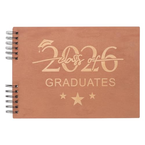 Carnet à spirale inspirant et livre d'or de remise de diplômes 2026 en bois