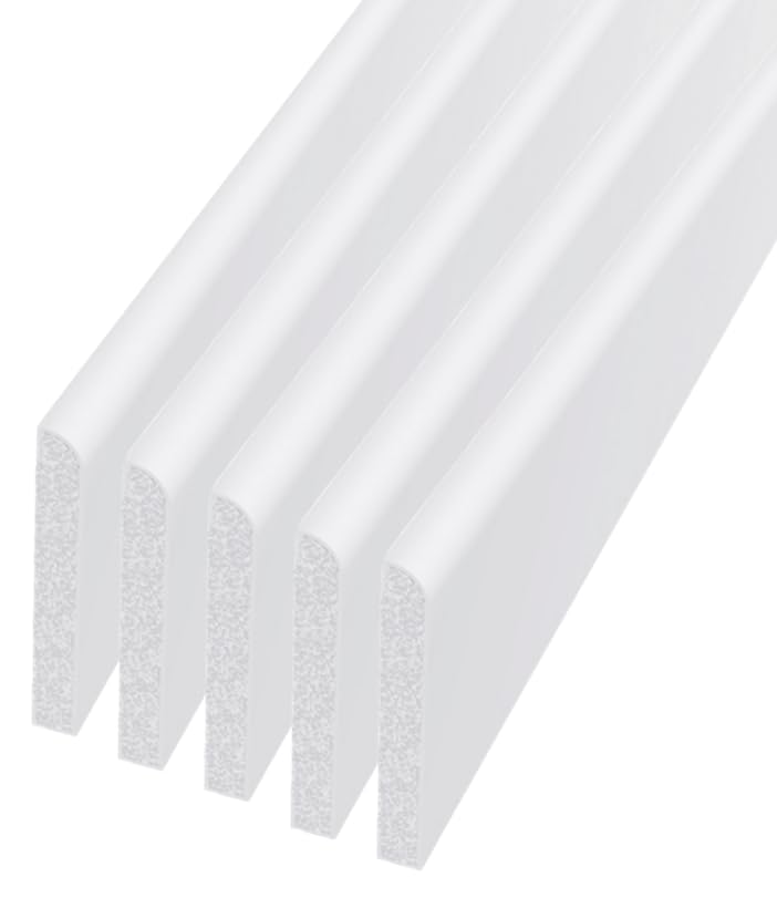 UPVC Plastic Trim 60mm x 1m x 5 Pack - White Architrave Skirting Board/Window Finishing Trim