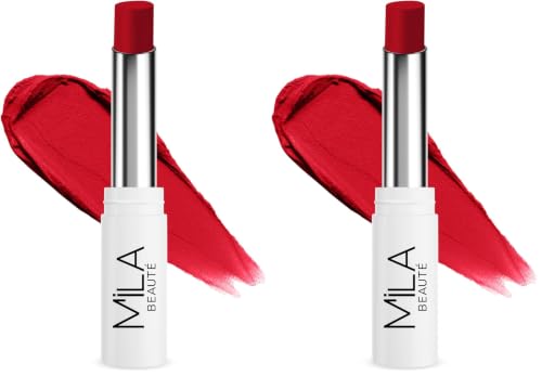 Image of Mila Beaute 24 Hrs Locked In Lips Transfer Proof Lipstick | Enriched With Mango Seed Butter & Hyaluronic Acid | Transfer Proof Formula with Velvety Texture | Smudge Proof & Highly Pigmented | Shade - (Cherry Jam, 3.2g)